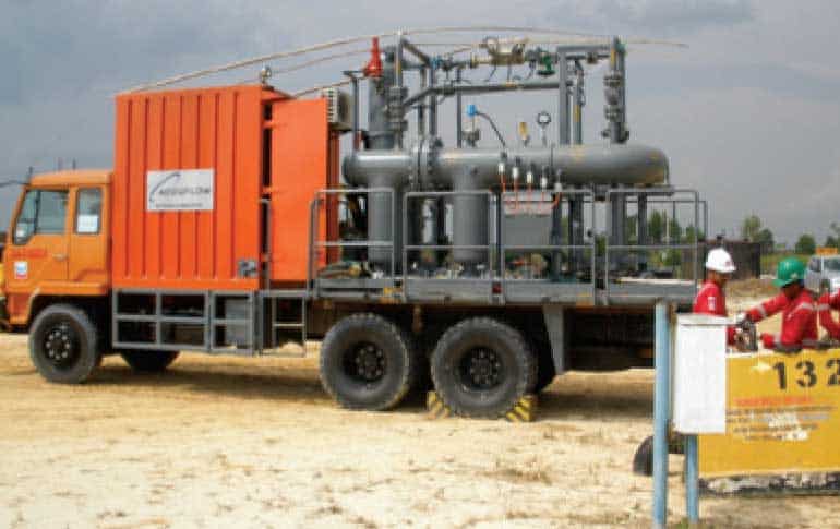 3-phase SR multiphase test separator mobile trailer Indonesia