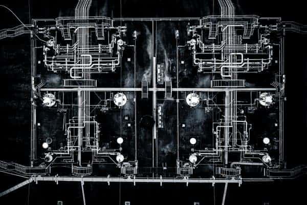 Oil refinery aerial view